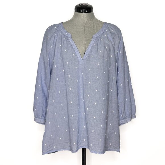 Old Navy Tops - Old Navy Blue and White V-Neck Peasant Blouse - Extra Large